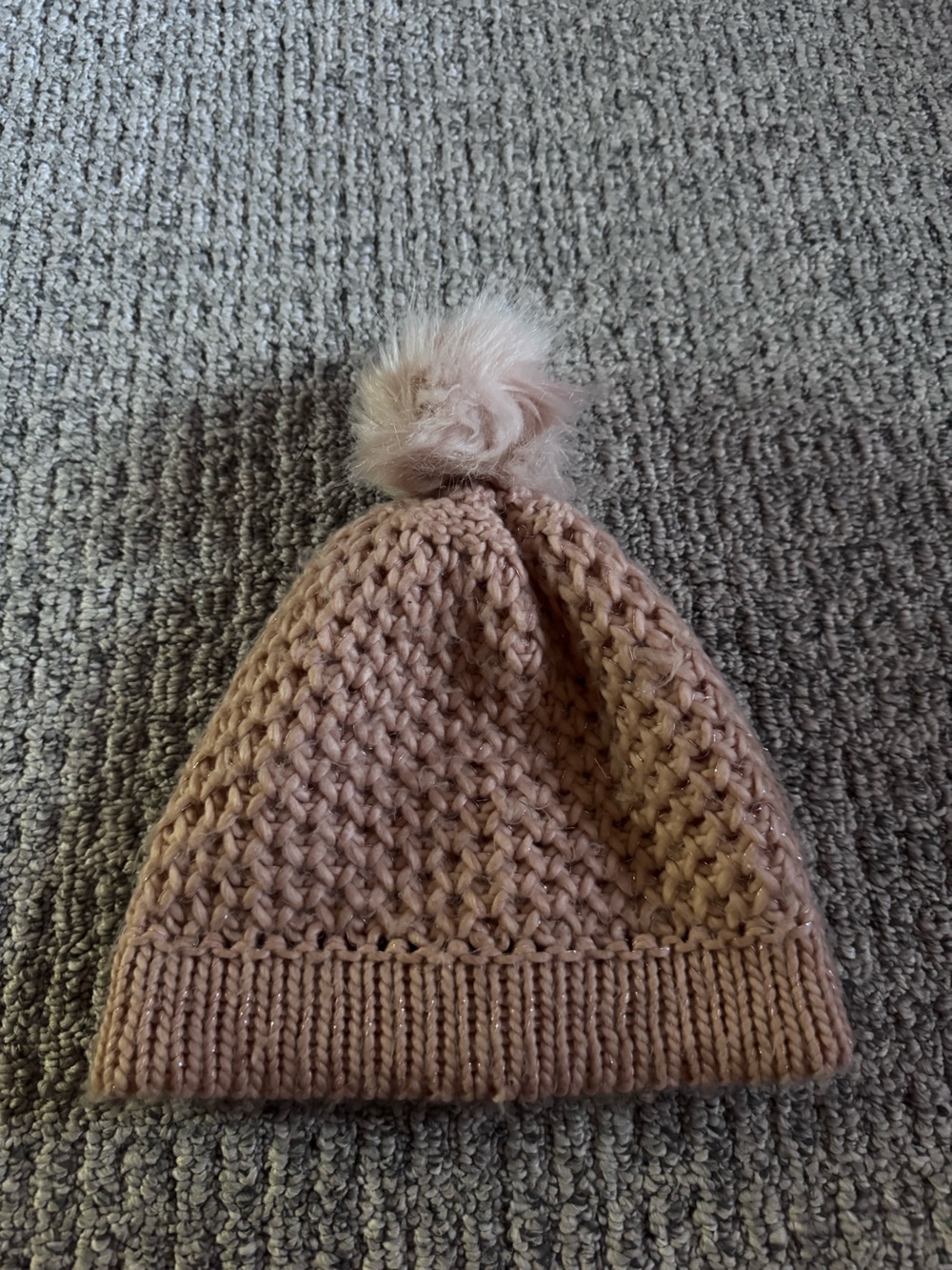 Knit Pom Pom Beanie Hat - Blush Pink